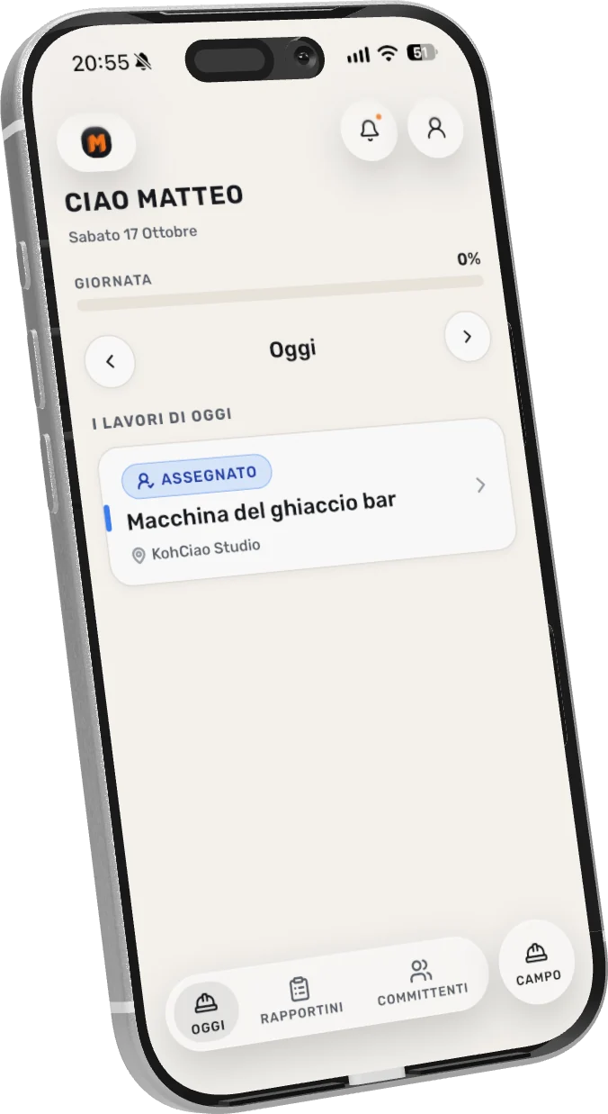 Manforte technician app: today’s jobs